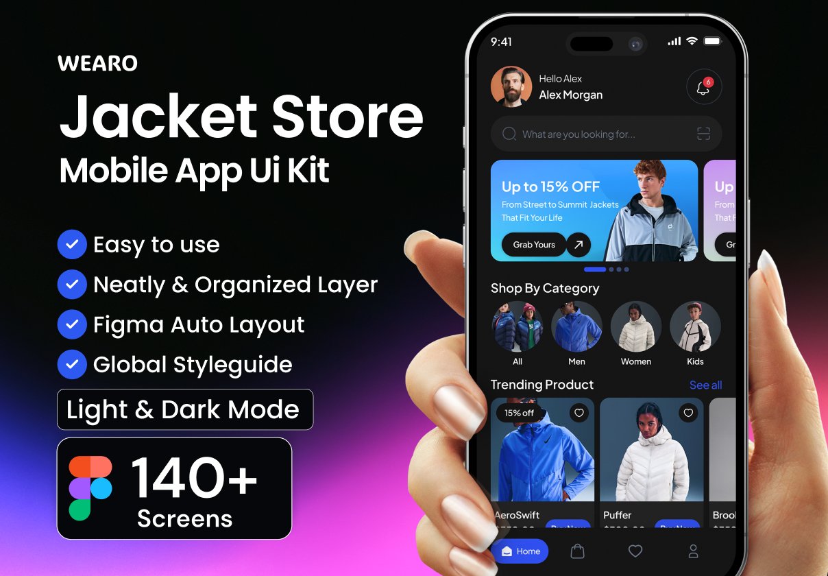 Wearo Jacket E Commerce App Ui Kit