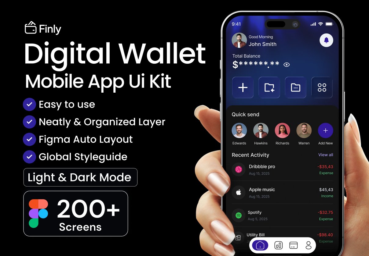 Finly Digital Wallet Mobile App UI kit