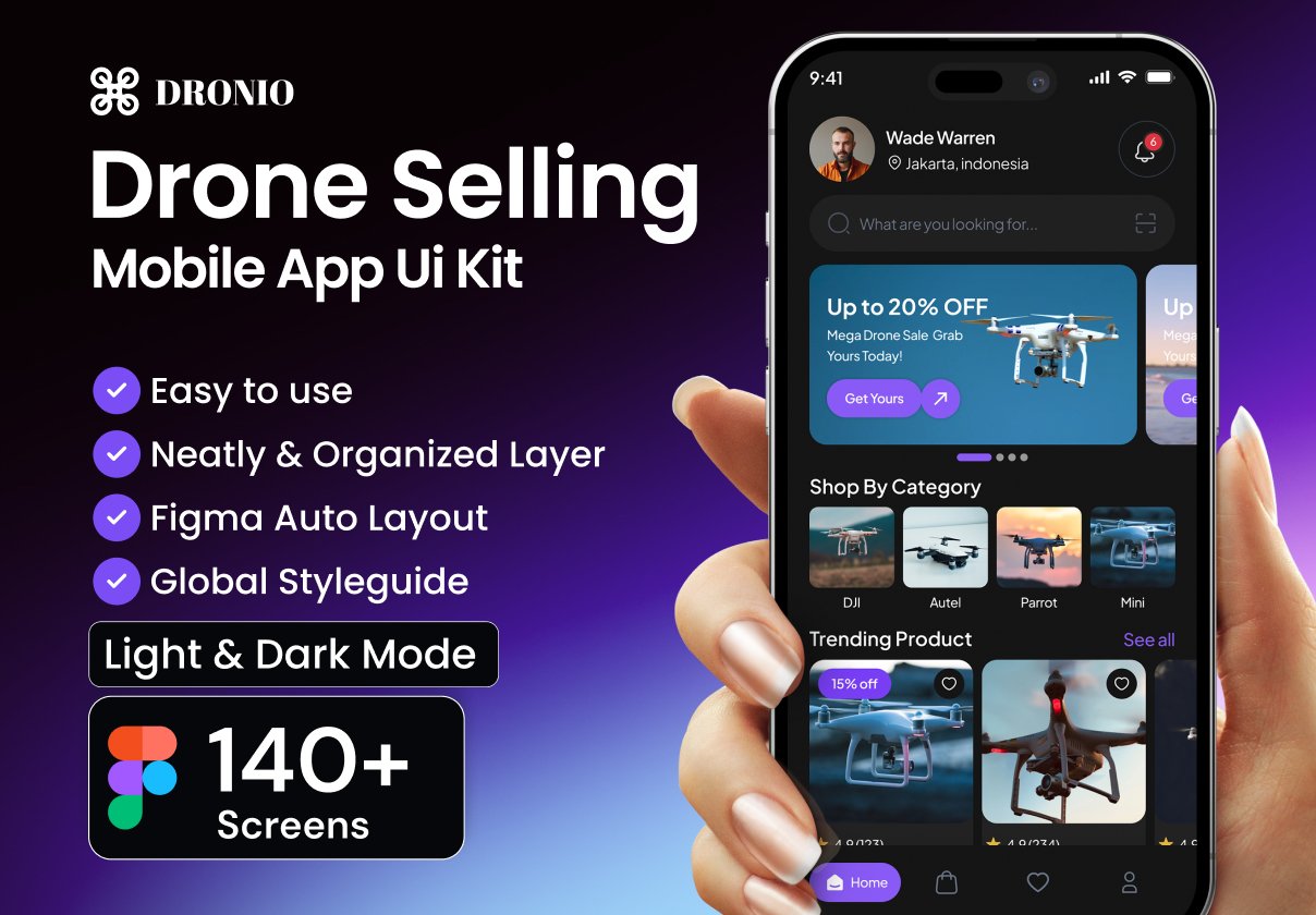 Dronio Drone Selling E-Commerce App UI Kit