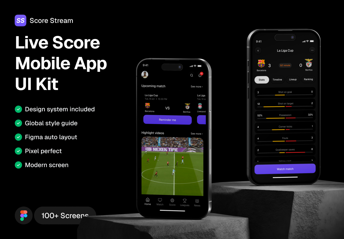 Score Stream - Live Score Mobile App UI Kit