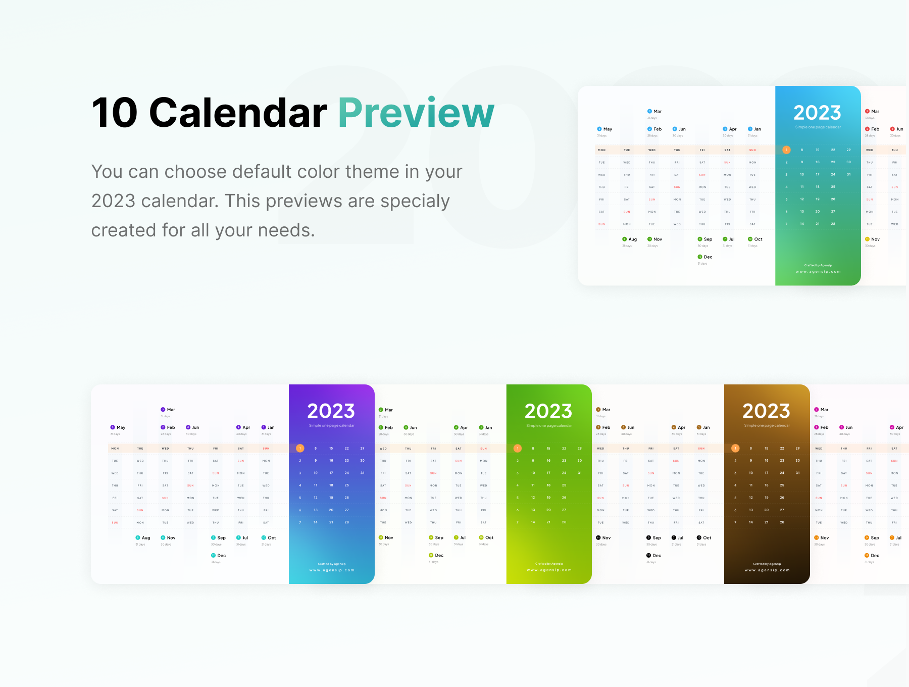 2023 One Page Calendar - Free Version — Design Freebies on UI8