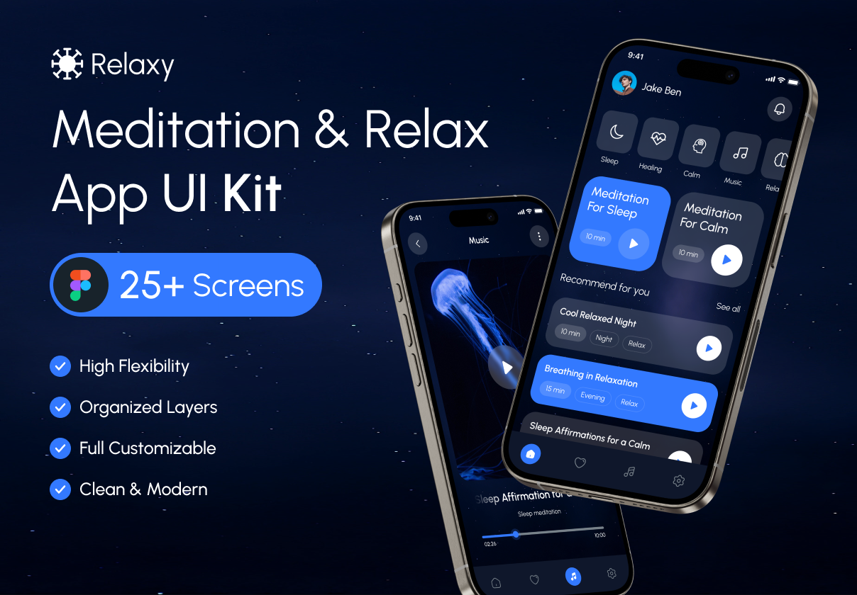 Relaxy - Meditation & Relax App UI Kit