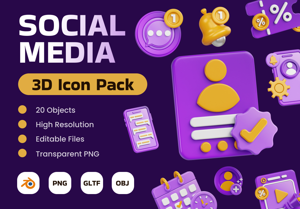 Social Media 3D Icon Pack