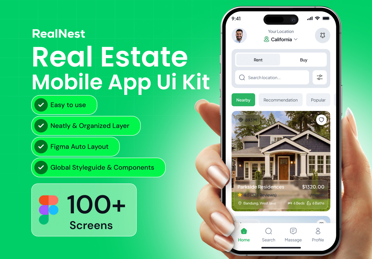 RealNest Real Estate Mobile App Ui kit