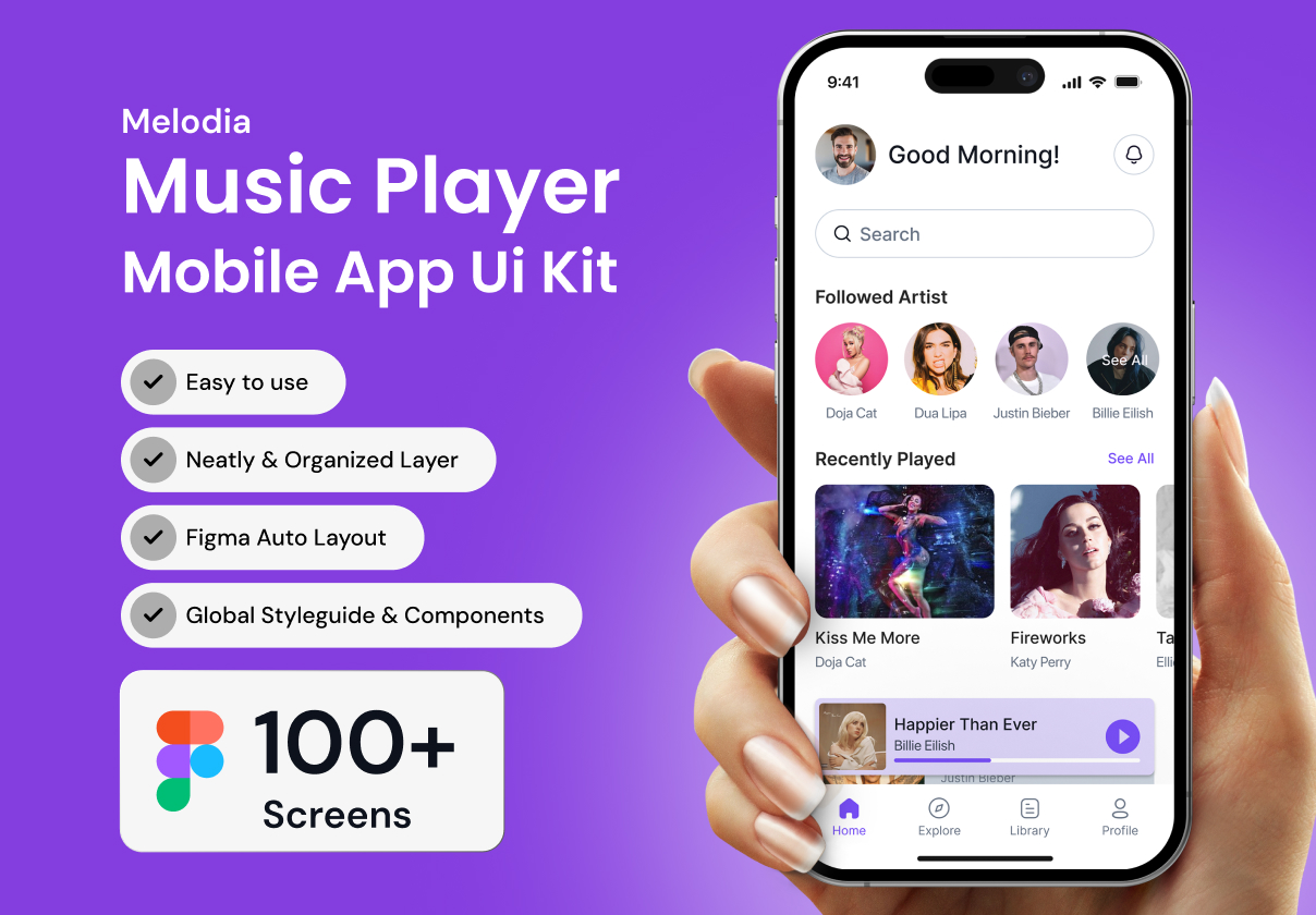 Melodia Music  Player Mobile App UI Kit