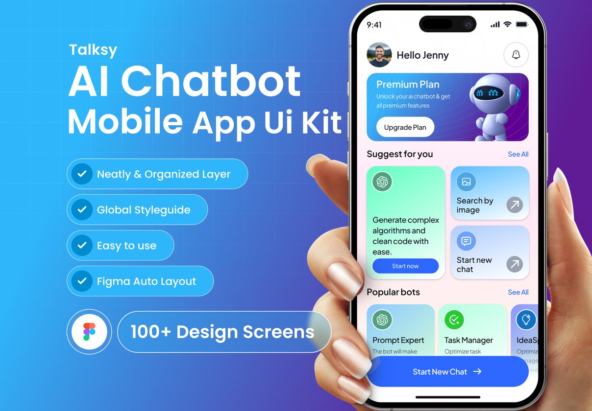 Talksy  AI Chatbot Mobile App UI Kit