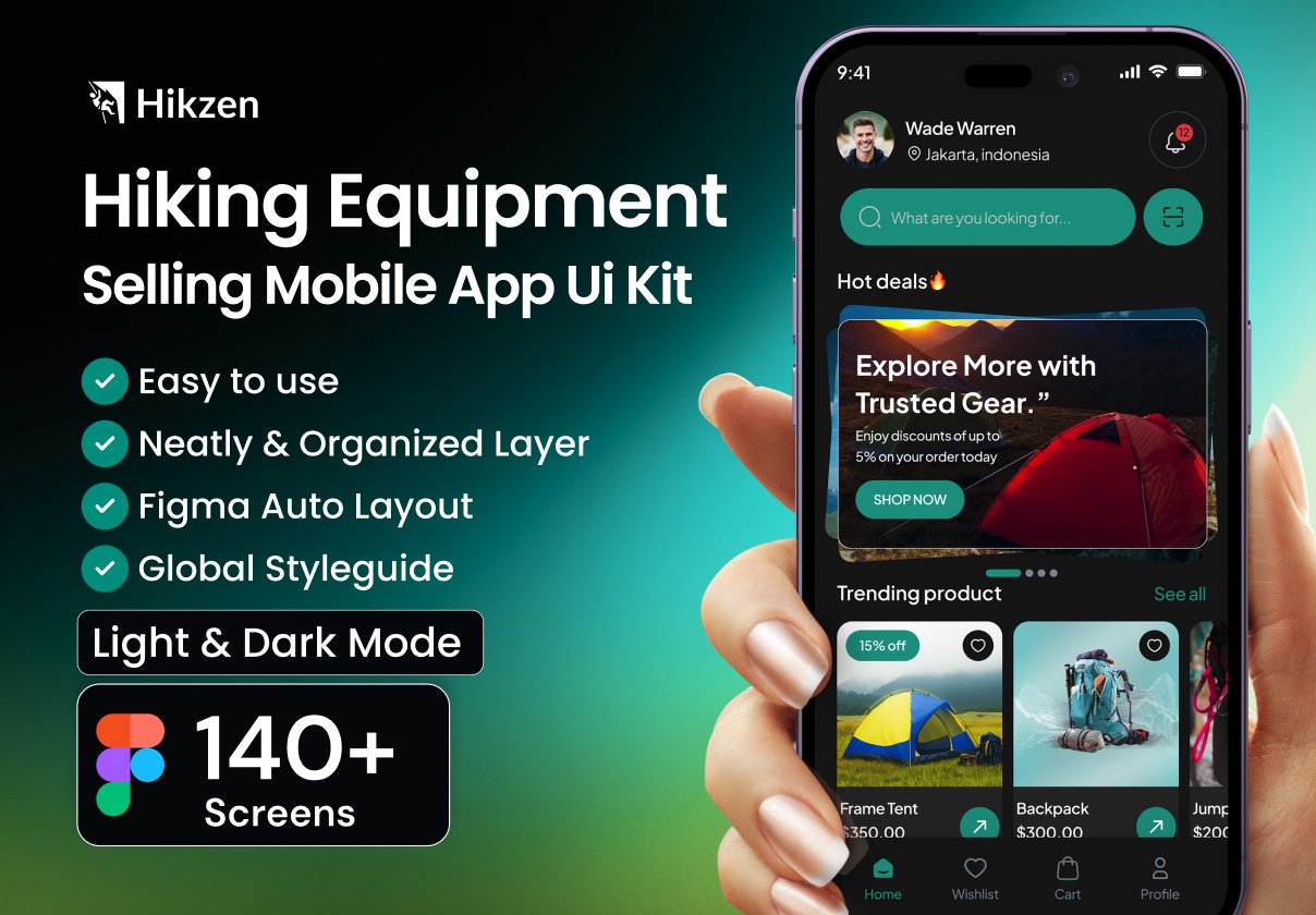 Hikzen Hiking Equipment Shop App Ui Kit