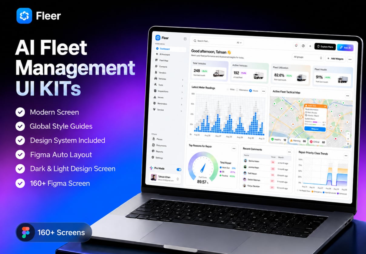 AI Fleet Management UI KITS - Uncategorized design asset by ui8