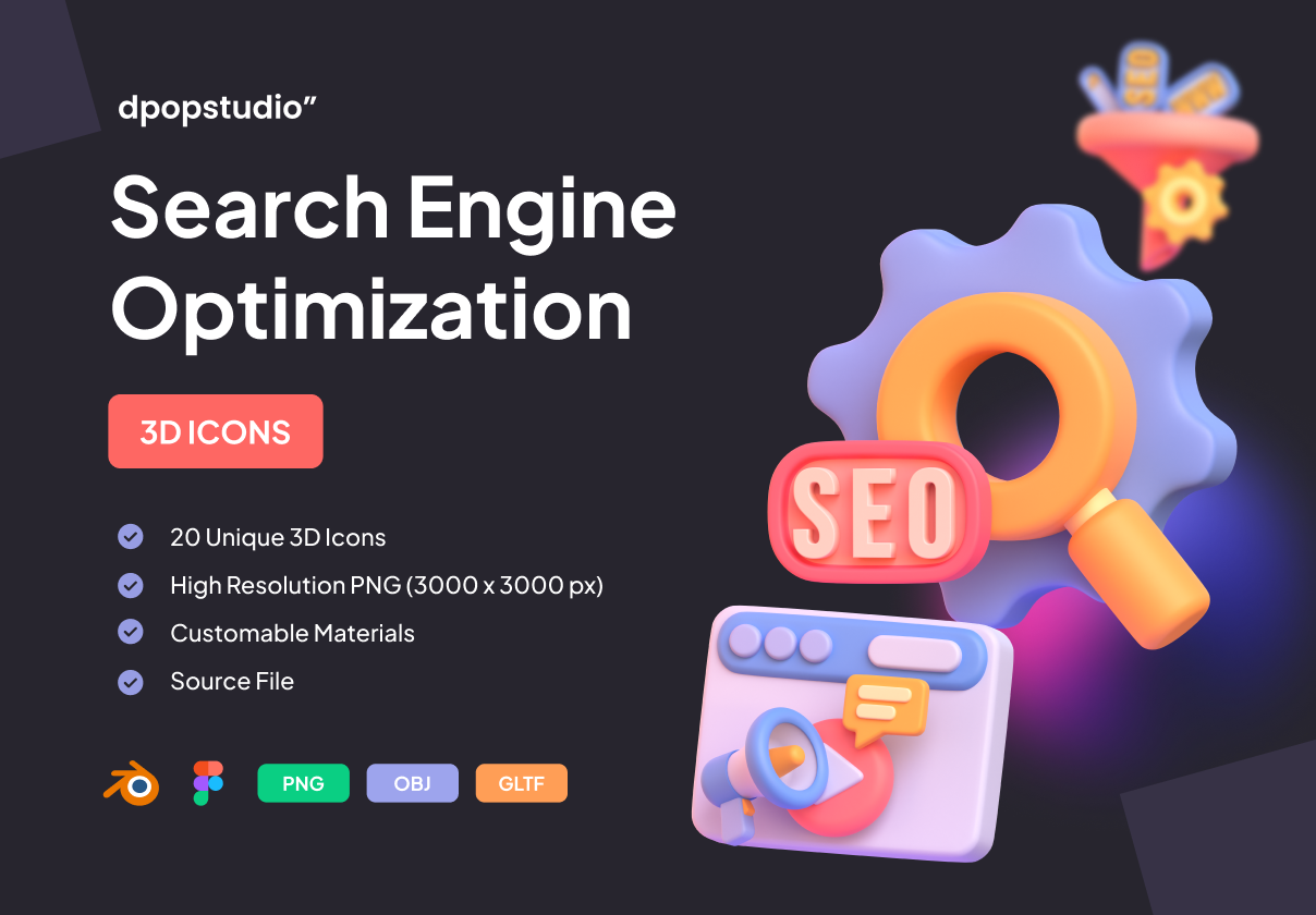 Search Engine Optimization - 3D ICONS - Uncategorized design asset by ui8