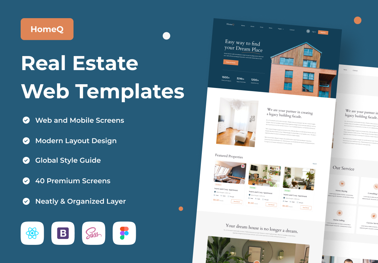 HomeQ - Real Estate Web Templates - Uncategorized design asset by ui8