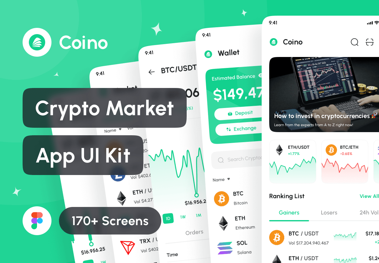Coino - Crypto Market App UI Kit - Mobile design asset by ui8