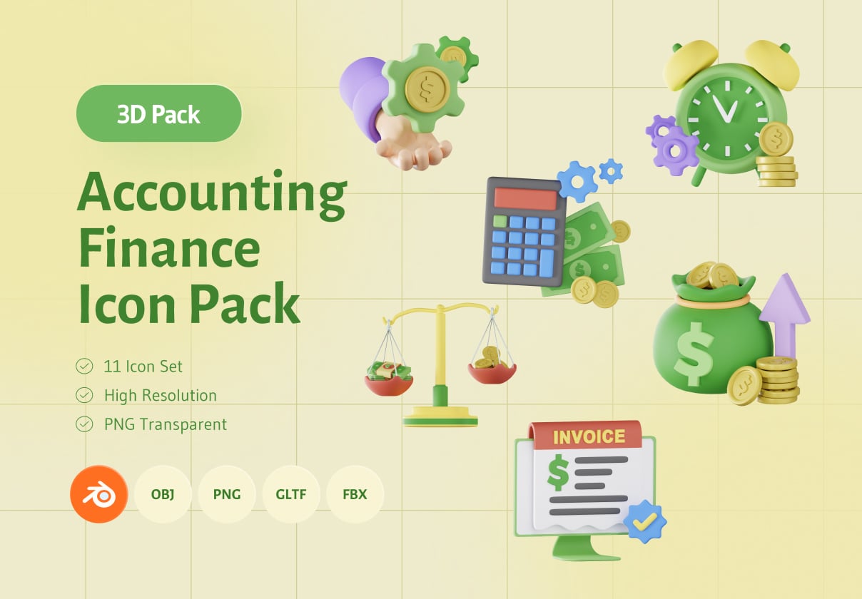 3D Accounting Finance Icon Pack - design asset by UI8