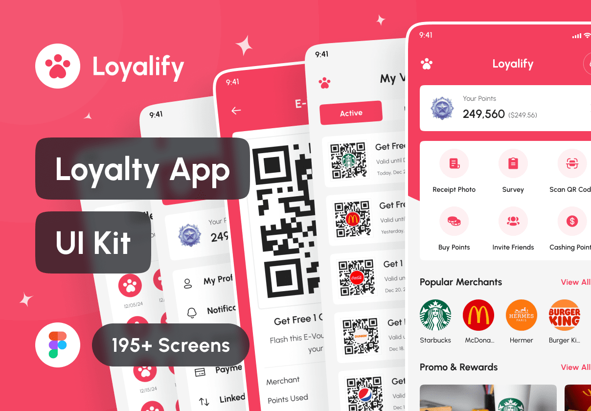 Loyalify - Loyalty App UI Kit - Mobile design asset by ui8