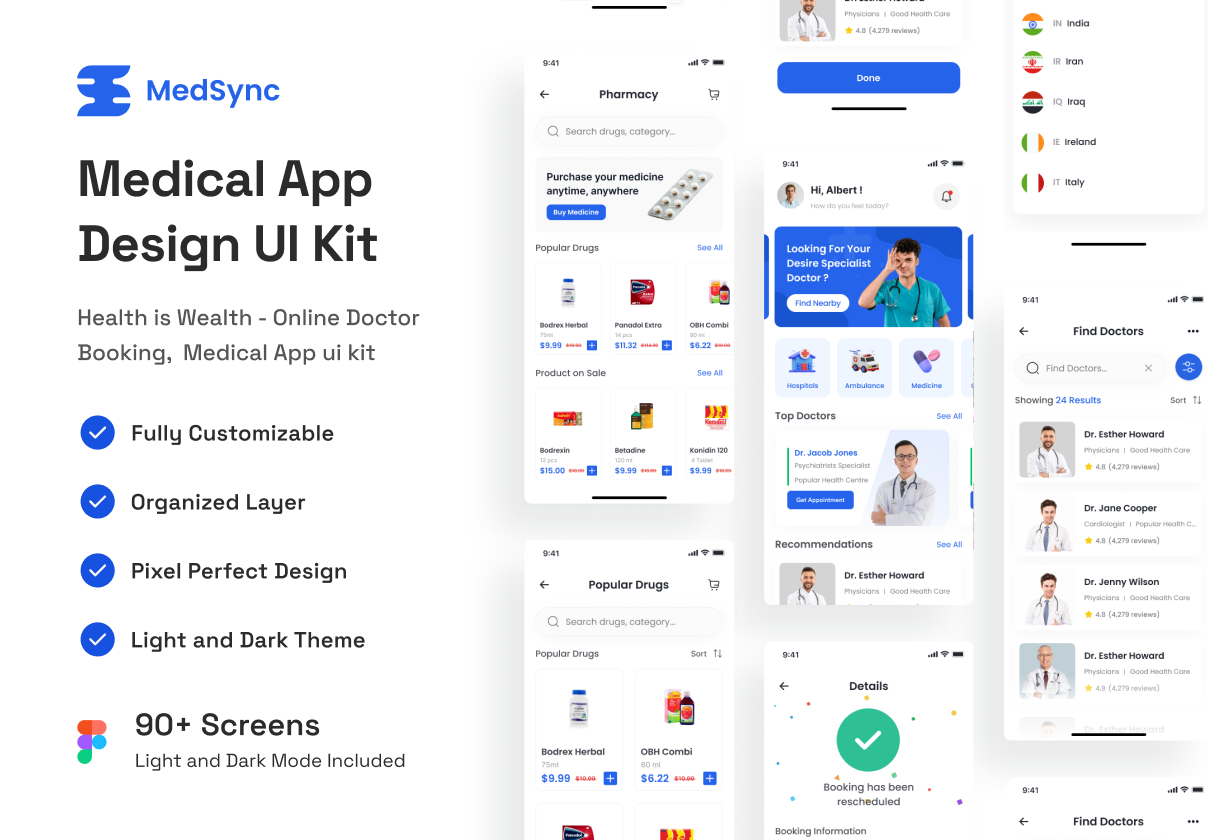 Medical App Design UI Kit - Mobile design asset by UI8