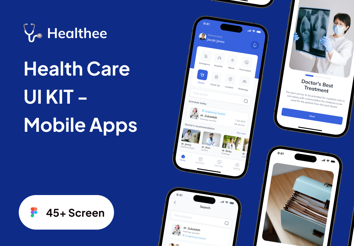 Healthee - Healthcare Mobile App UI KIT - Mobile design asset by ui8