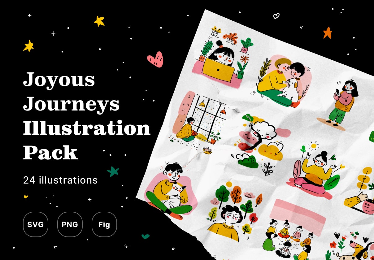 Joyous Journeys Illustration Pack - Uncategorized design asset by ui8