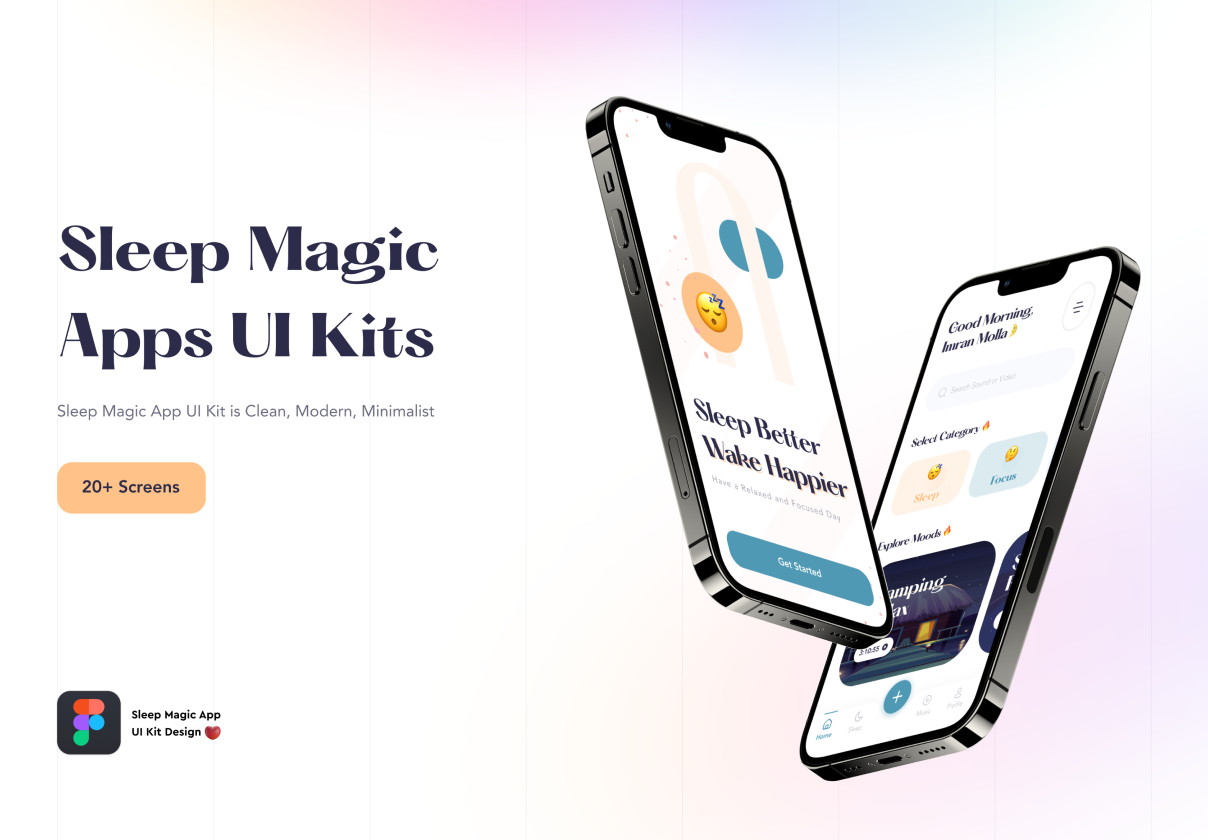 Sleep Magic Apps UI Kit - design asset by UI8