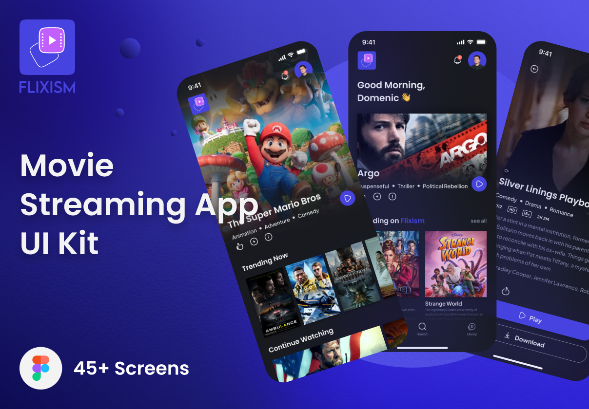 Flixism - Movie Streaming App UI Kit - Mobile design asset by ui8