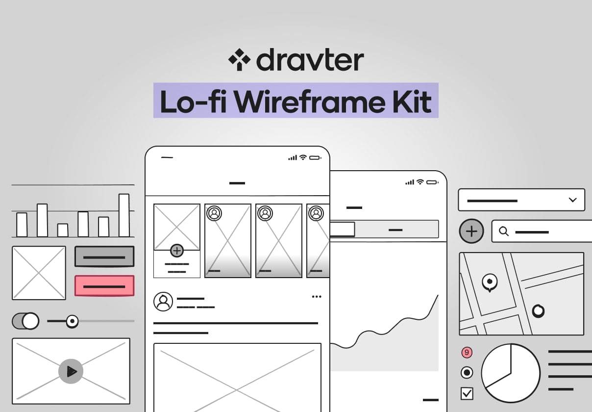 Dravter Lo-fi Wireframe Kit (FREE)