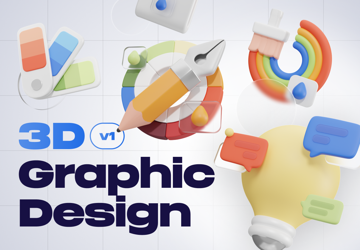 Graphy - Graphic Design 3D Icon Set
