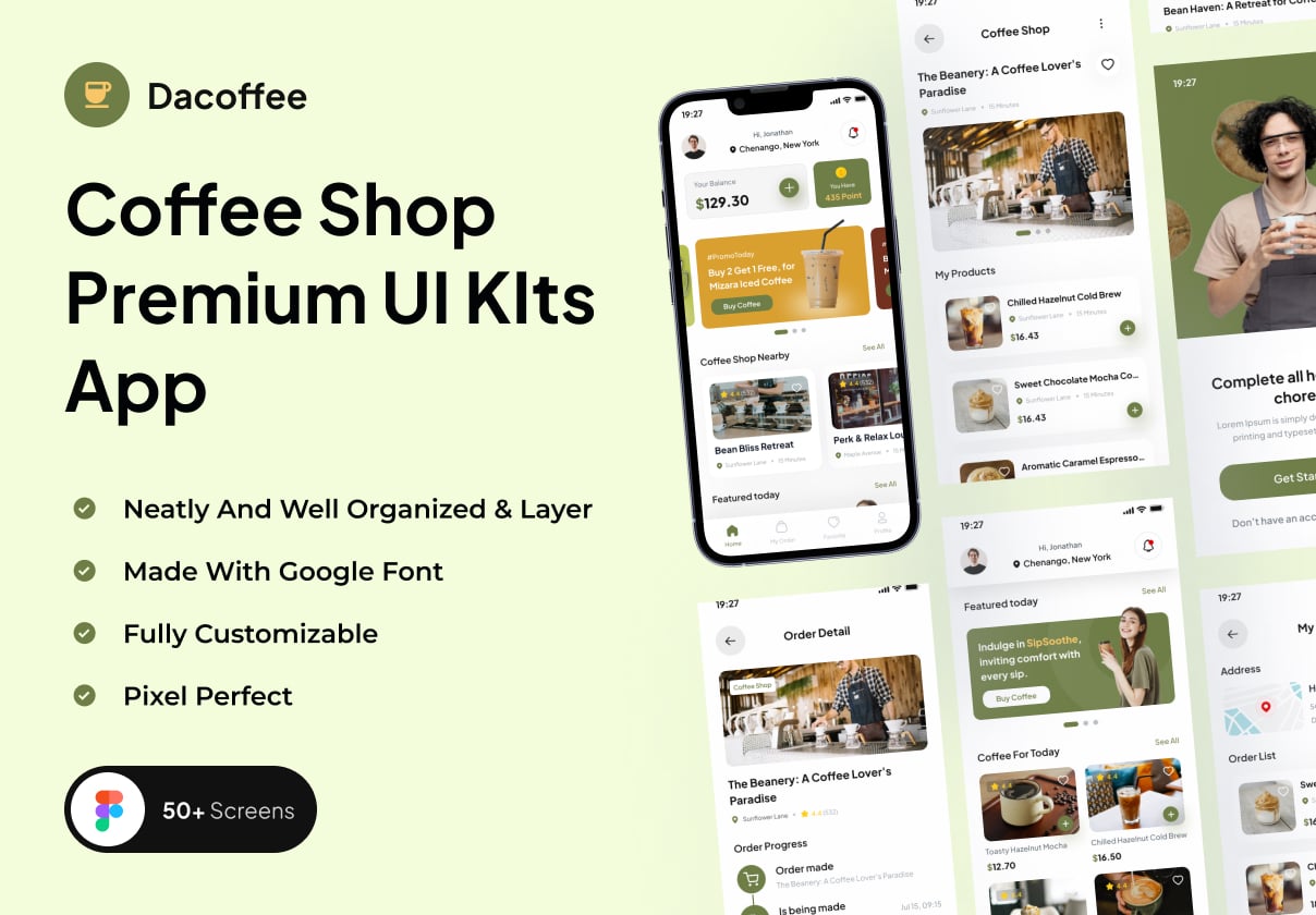 Dacoffee - Coffee Shop Premium UI KIts App - Ecommerce, Mobile design asset by UI8