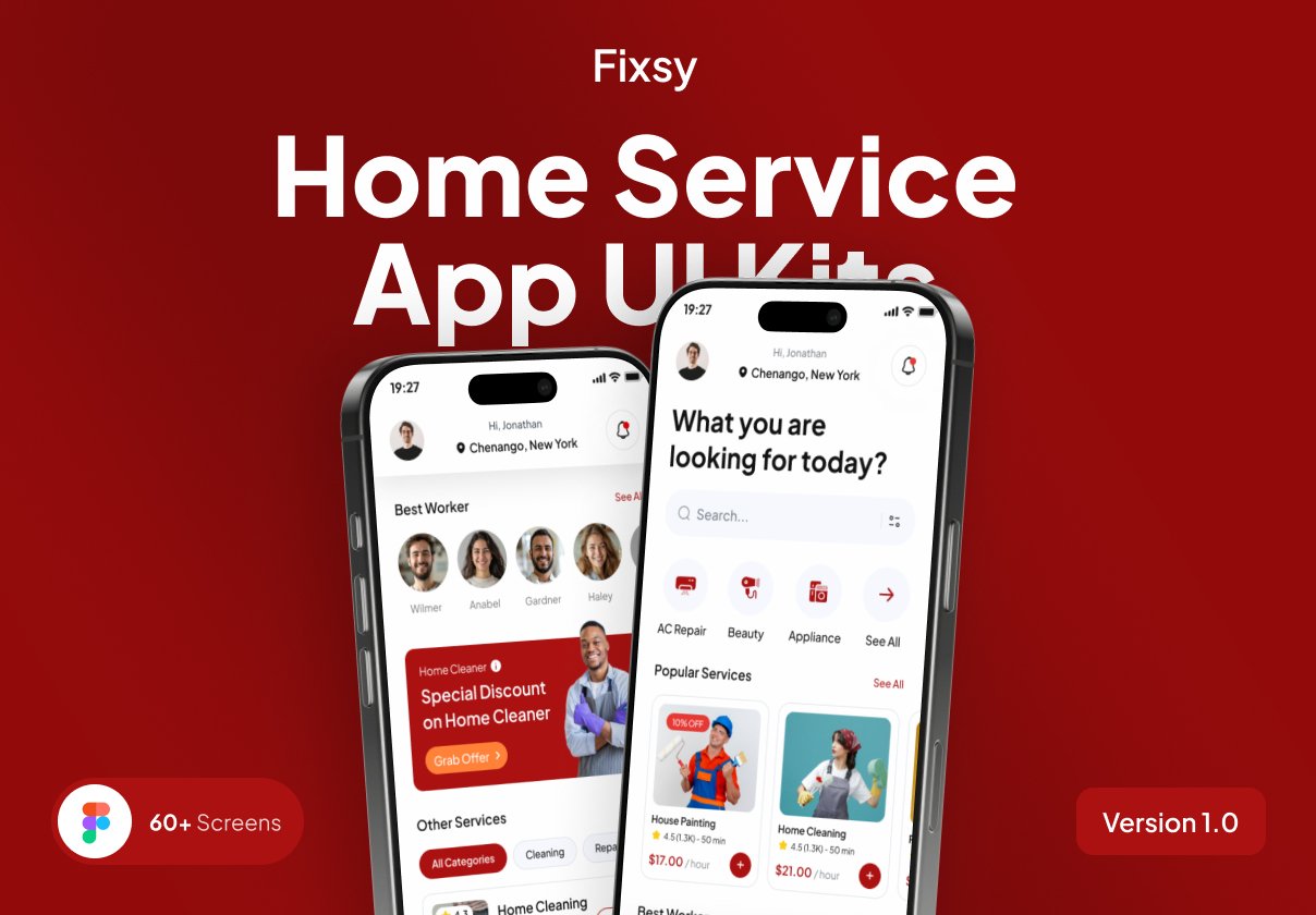 Fixsy - Home Service  App UI Kits