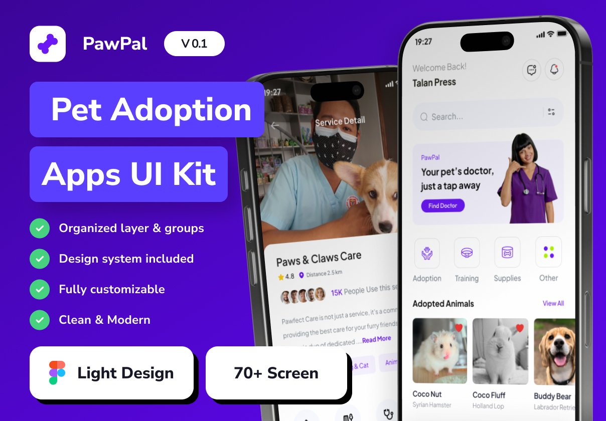 PawPal  - Pet Adoption and Care Mobile App UI Kit