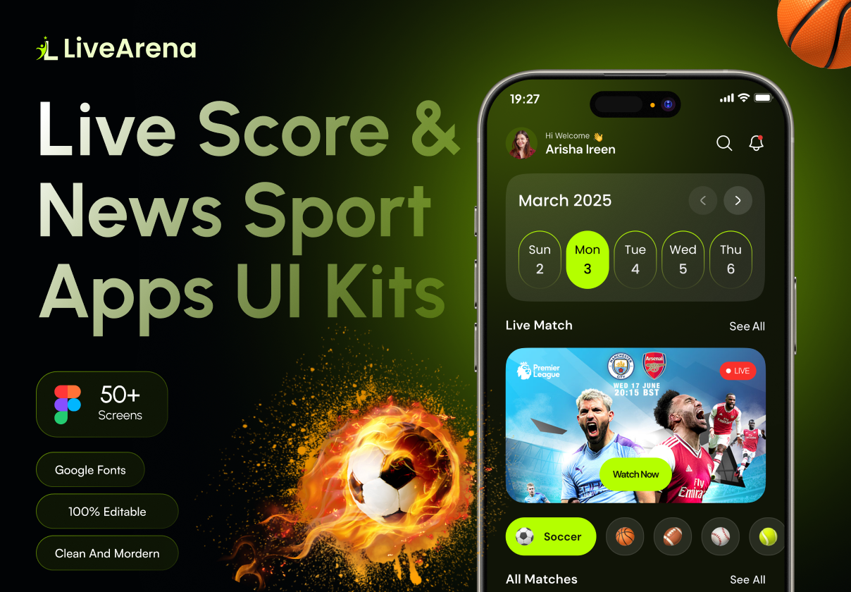 LiveArena - Live Score & News Sport Apps UI Kits