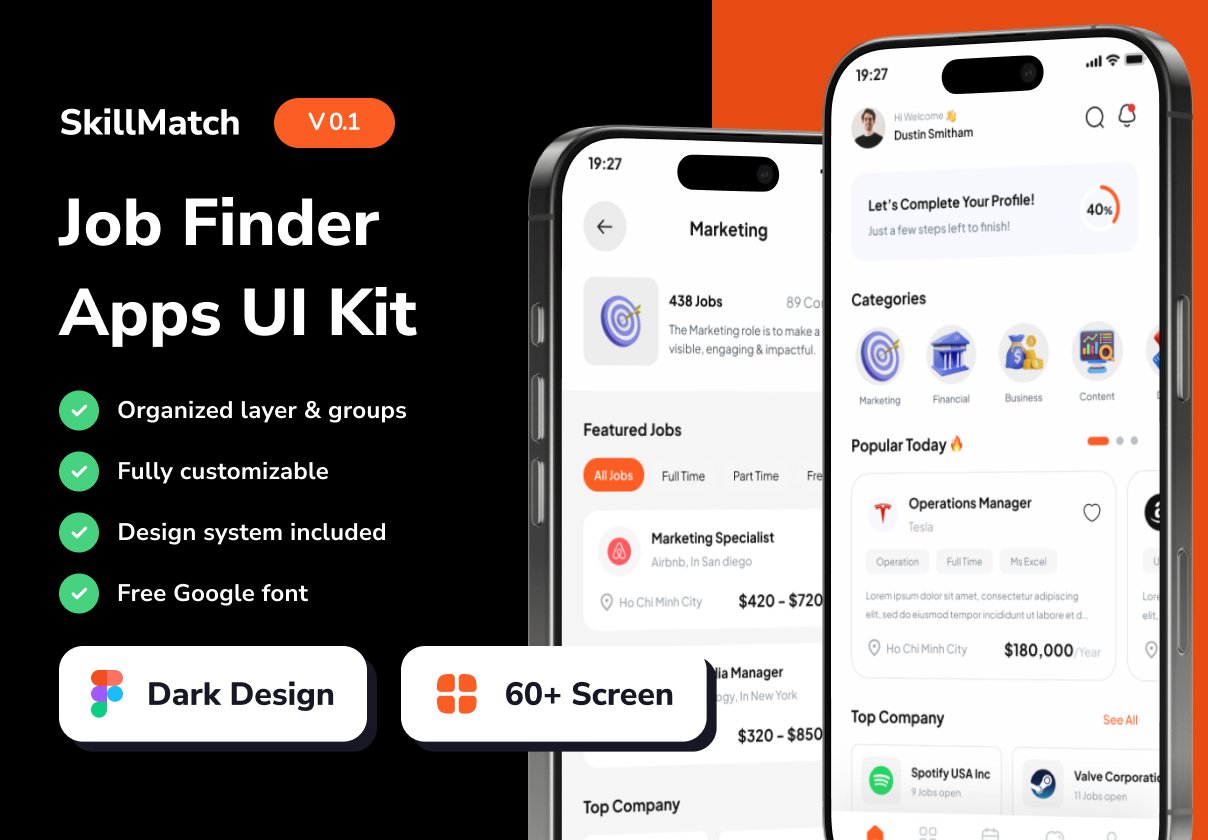 SkillMatch - Job Finder Mobile App UI Kits