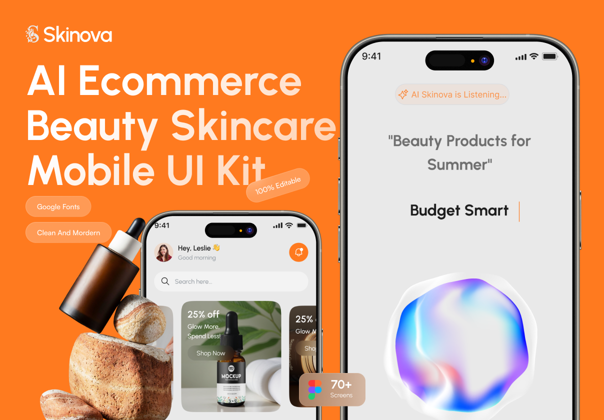 Skinova - AI Ecommerce Beauty Skincare Mobile UI Kit