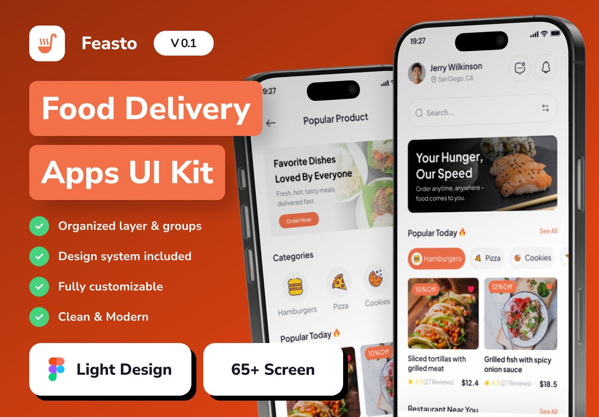 Feasto - Reservation & Food Delivery Mobile App UI Kits