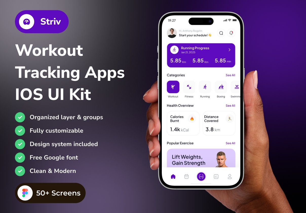 Striv - Workout Tracking App IOS UI Kits
