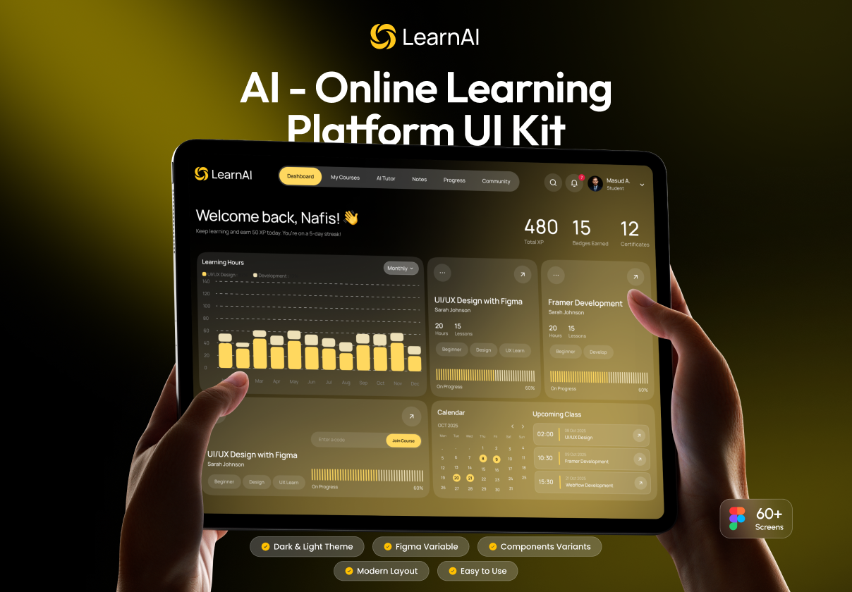 LearnAI - AI Online Learning Platform UI Kit ( Version 2 )