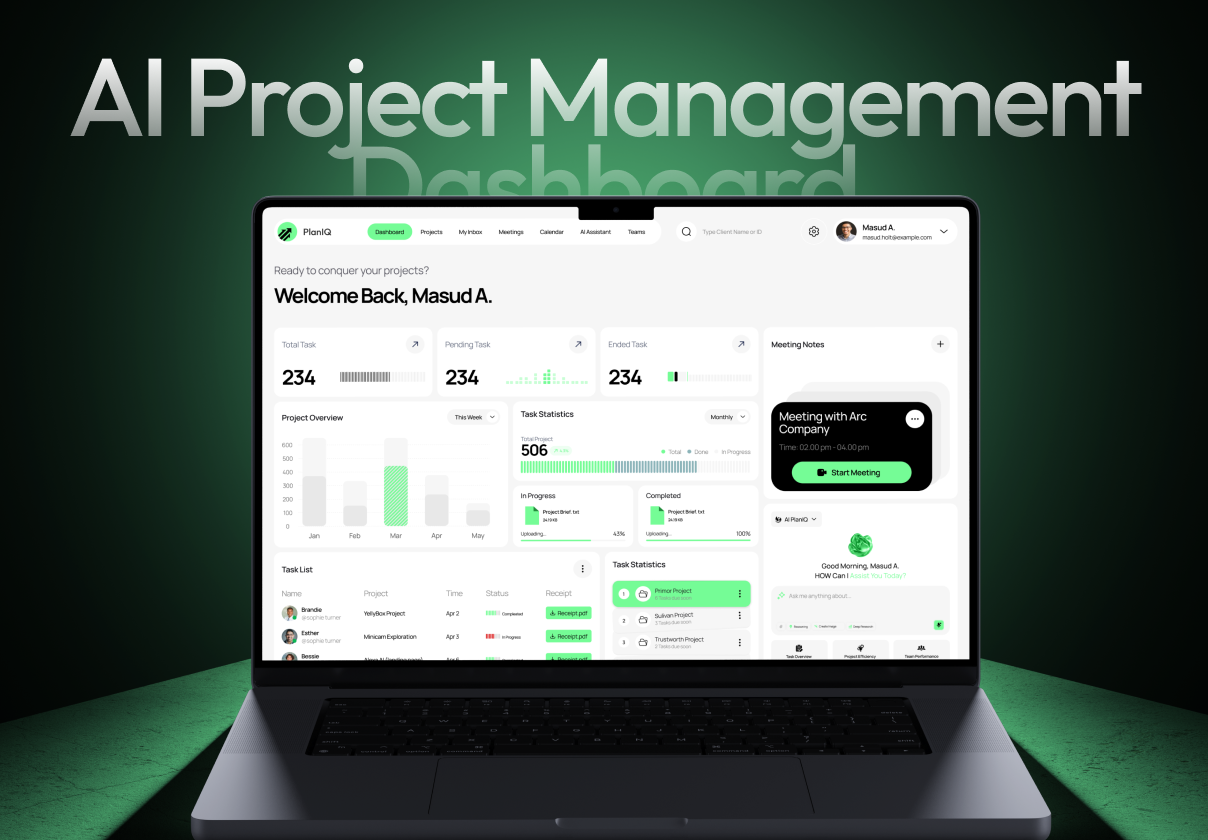 PlanIQ - AI SaaS Project Management Dashboard UI Kit