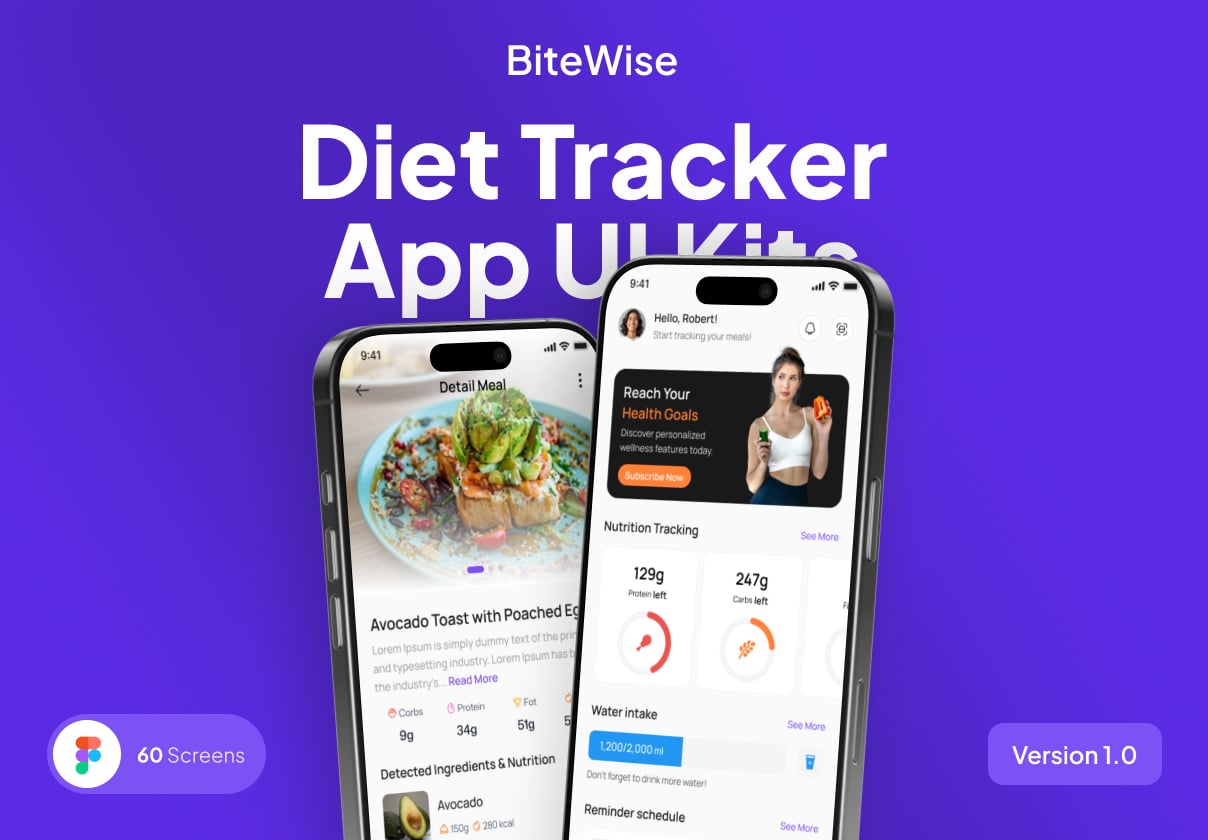 BiteWise - Diet Tracker App UI Kits - Mobile design asset by ui8
