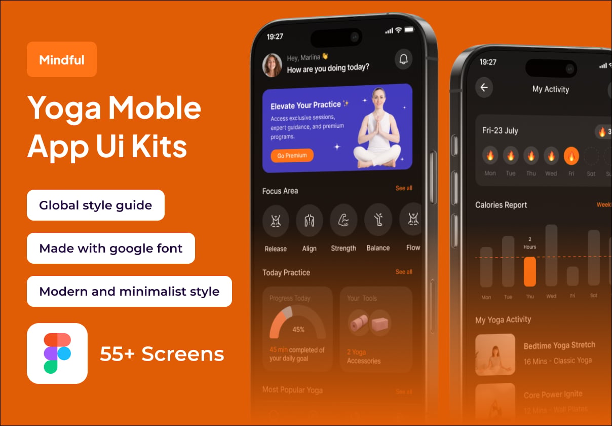 Mindful - Yoga Premium UI KIts App - Mobile design asset by ui8
