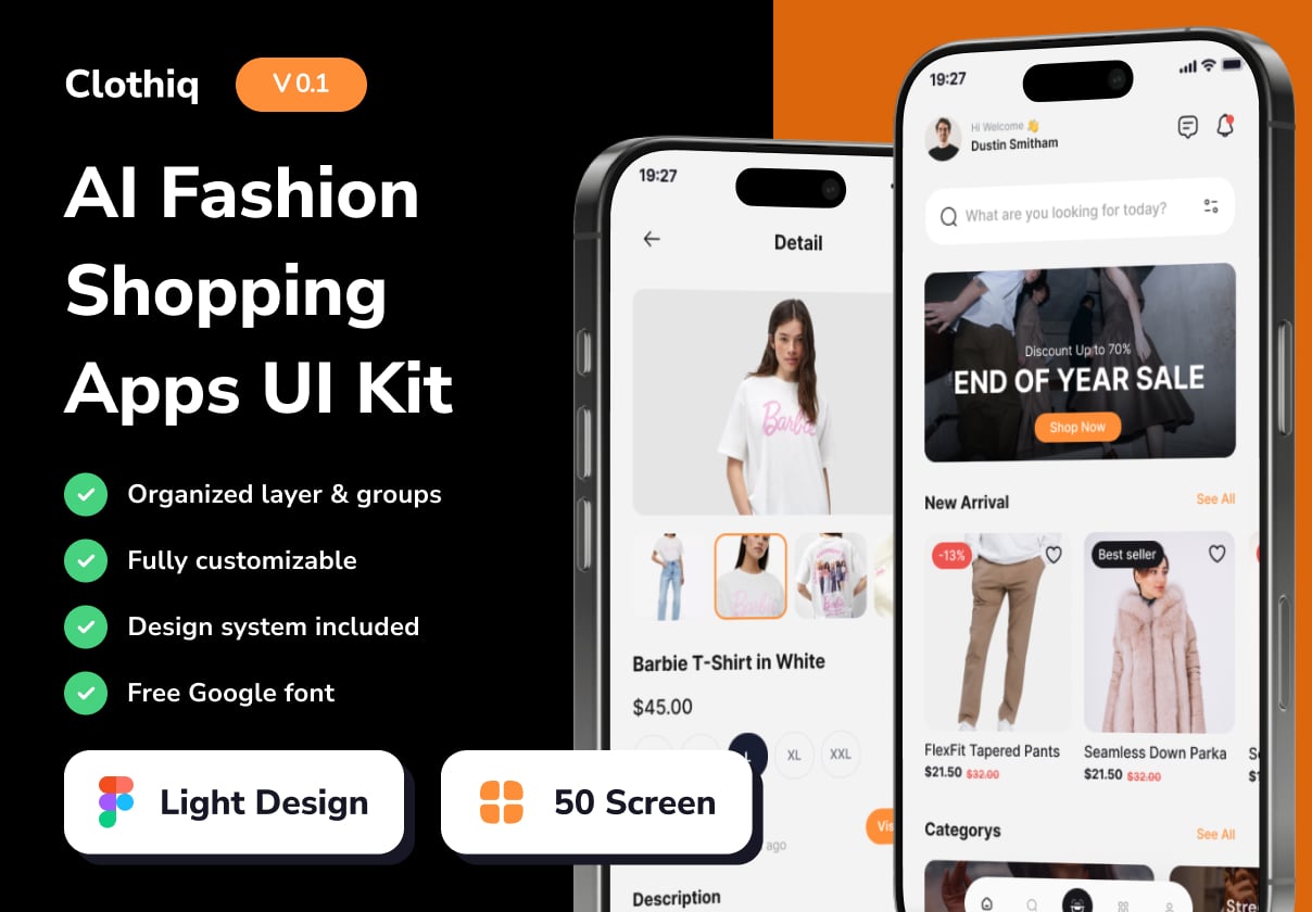 Clothiq - AI Fashion Shopping Mobile App UI Kits - Ecommerce, Mobile design asset by ui8