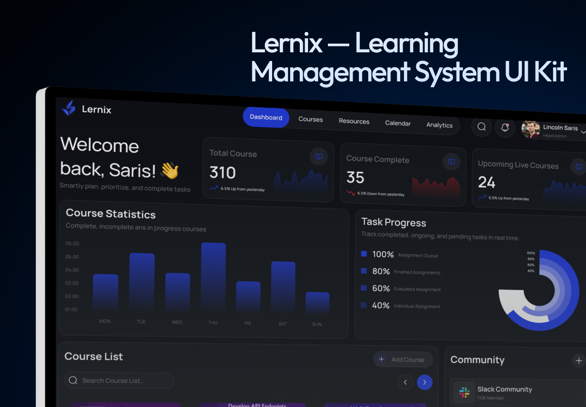 Lernix — Learning Management System UI Kit - Uncategorized design asset by ui8