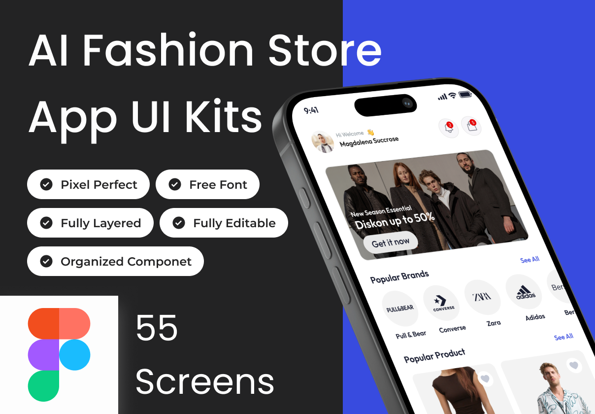 Fashora -  AI Fashion Store Mobile App Ui Kits - Ecommerce, Mobile design asset by ui8