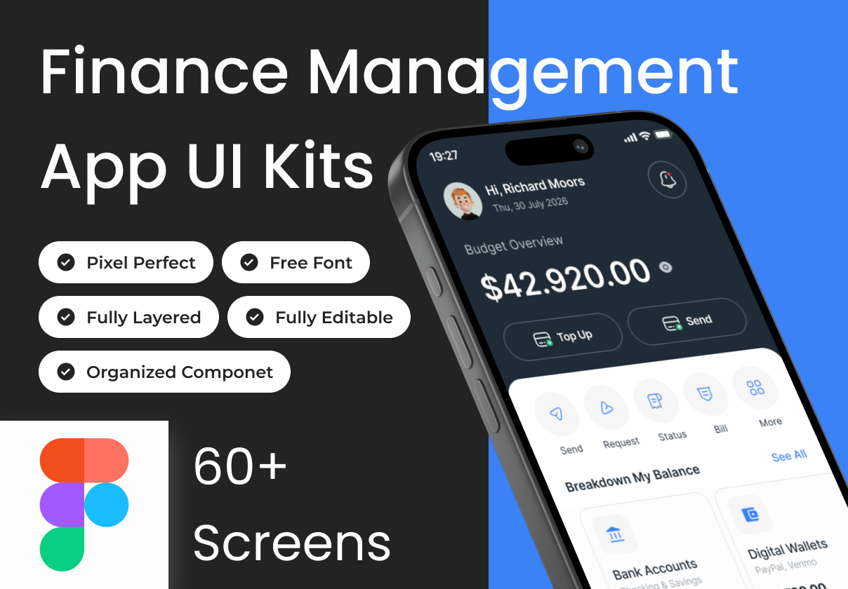 Finwise - Finance Management App Ui Kits - Mobile design asset by ui8