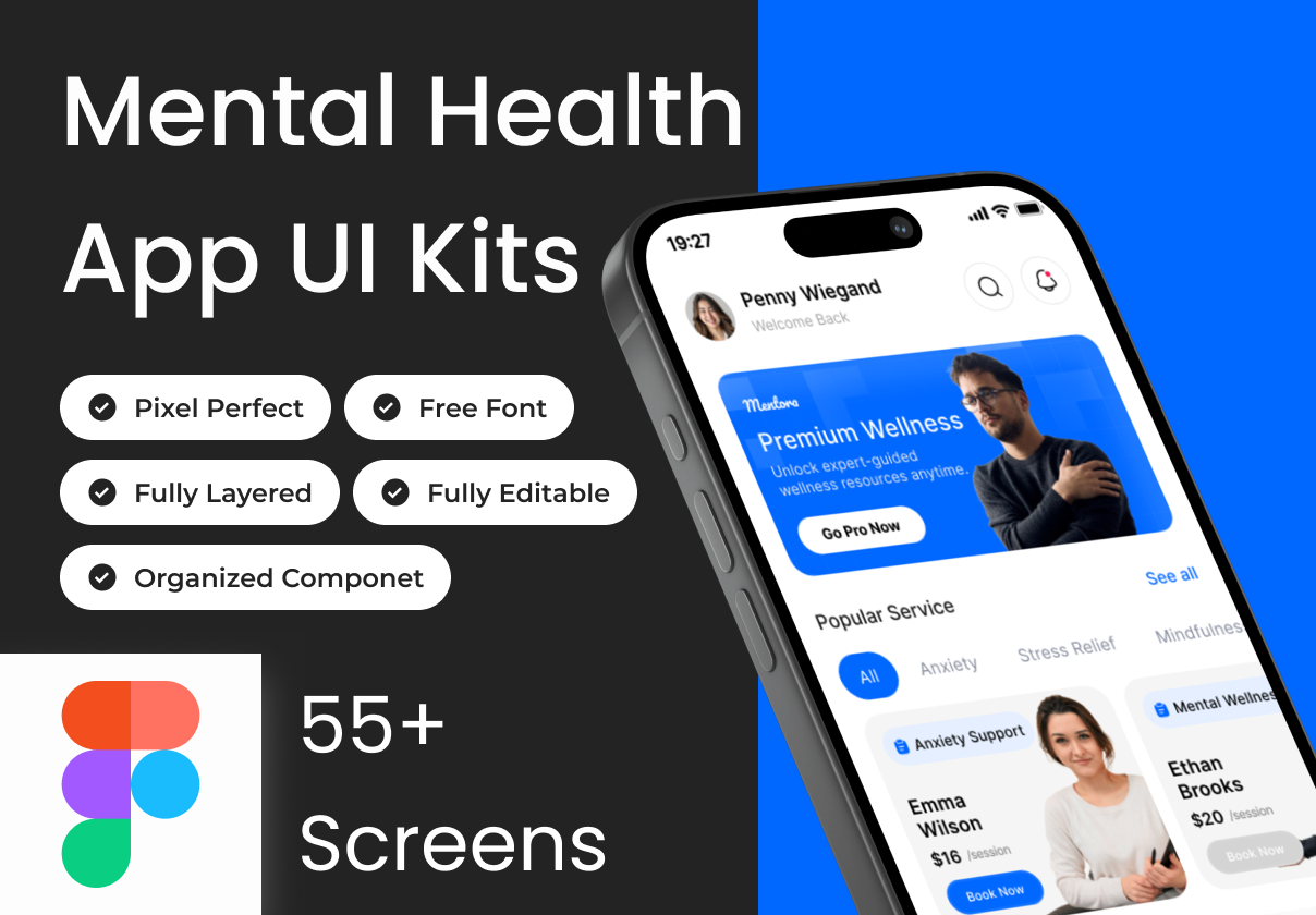 Mentora - Mental Health App Ui Kits - Mobile design asset by ui8