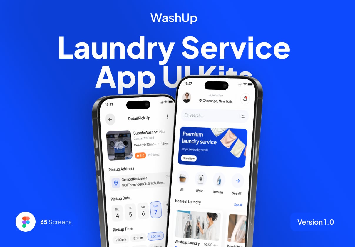 WashUp - Laundry Service App UI Kits - Mobile design asset by ui8