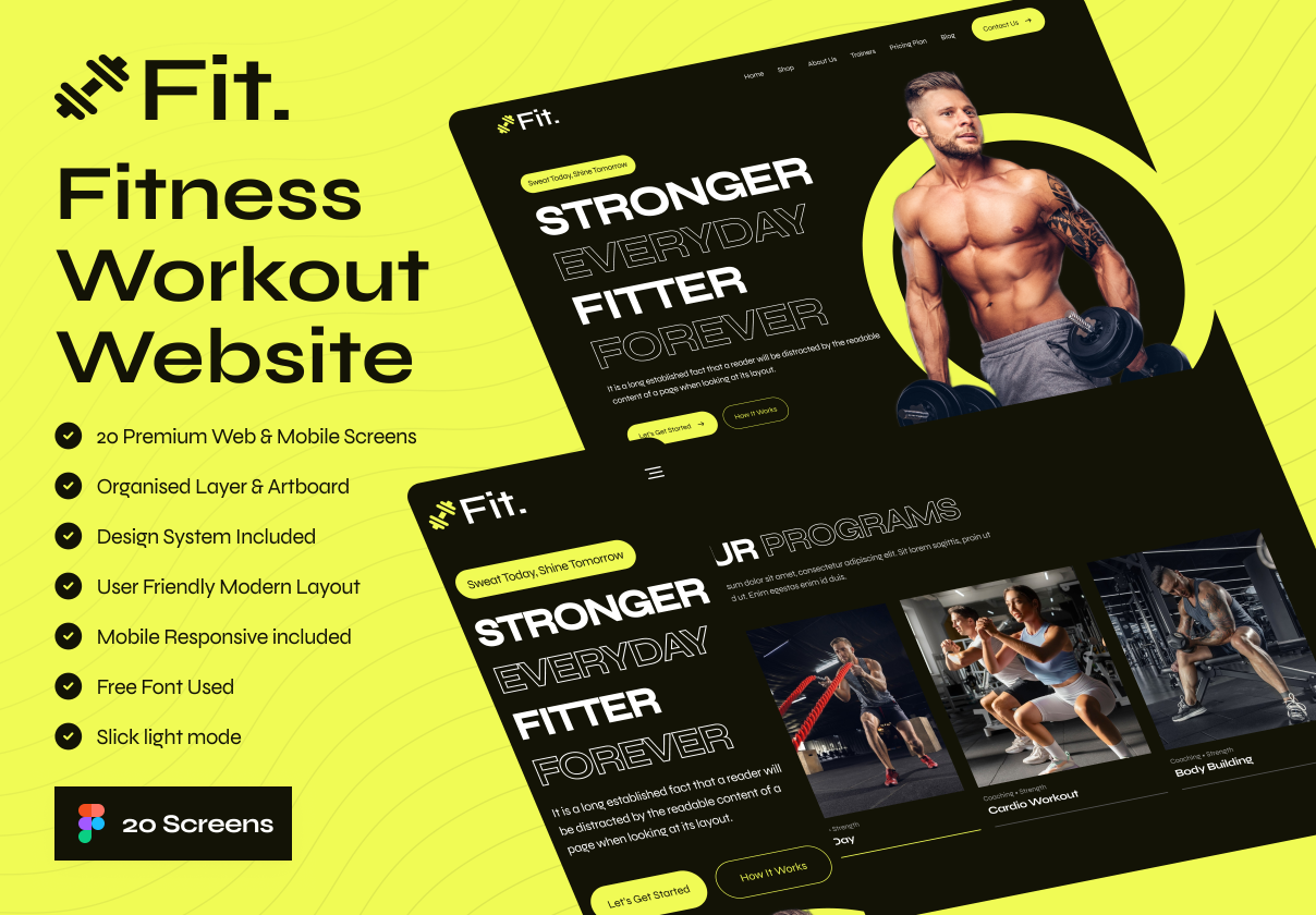 Fit - Fitness Workout Website UI Kit - Uncategorized design asset by ui8