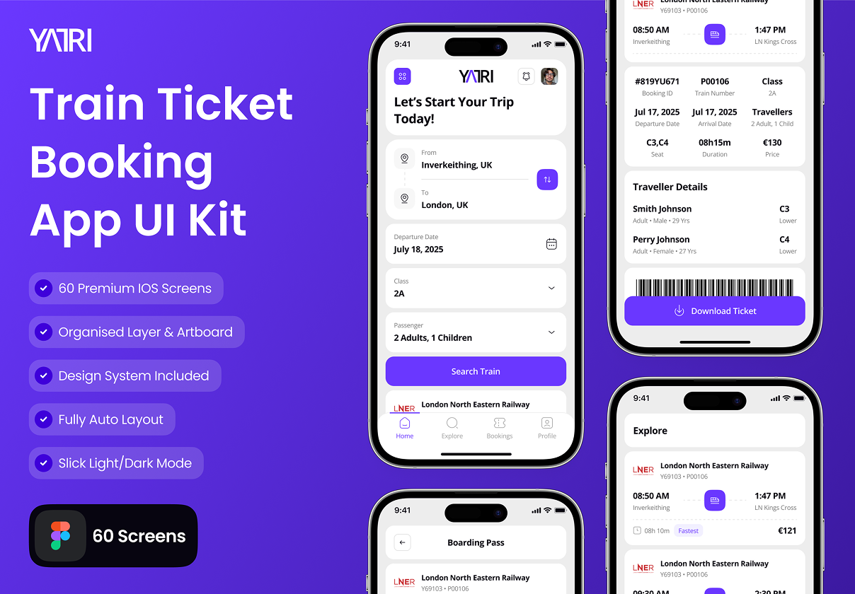 YATRI - Train Ticket Booking App UI Kit