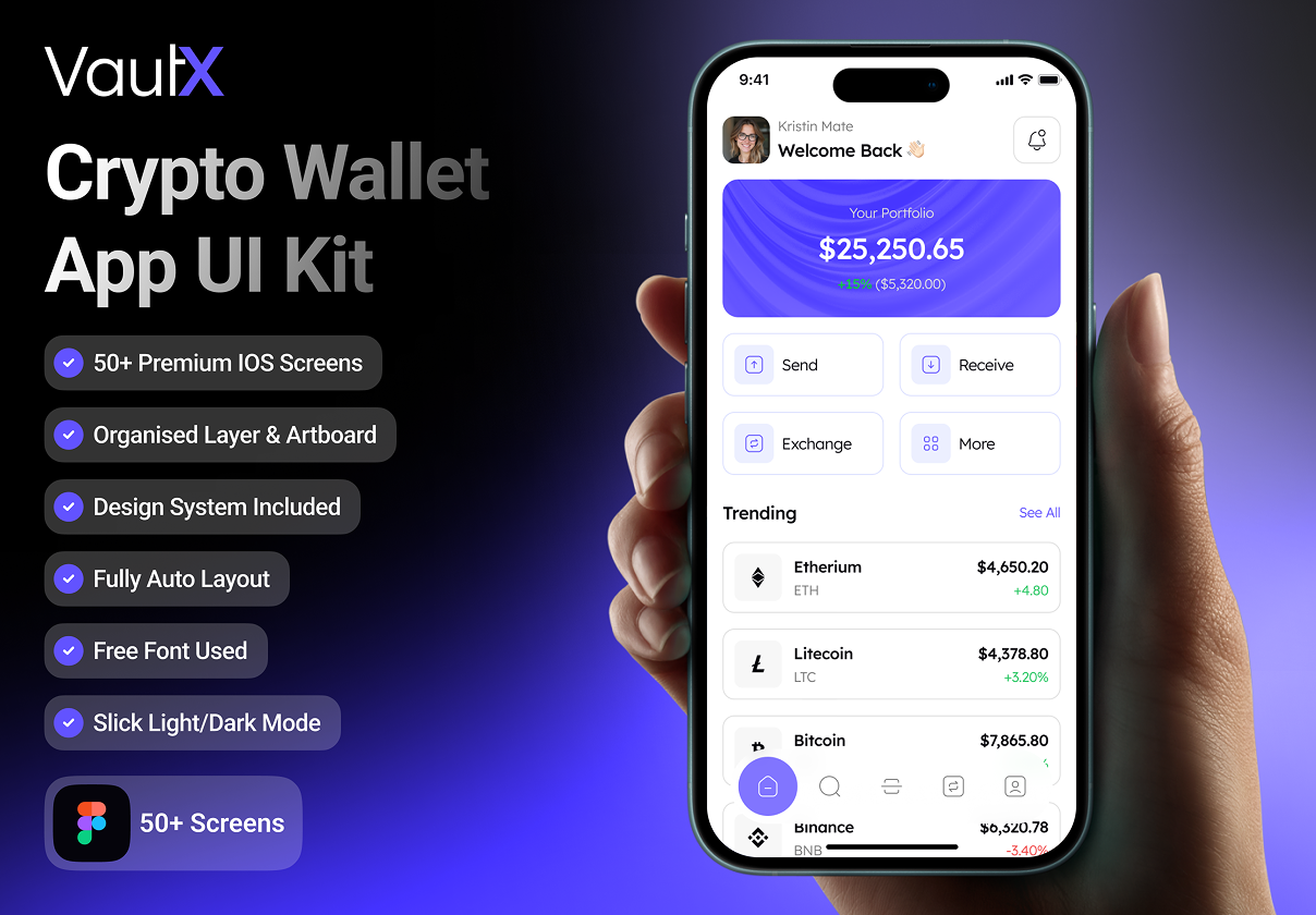 VaultX - Crypto Wallet App UI Kit