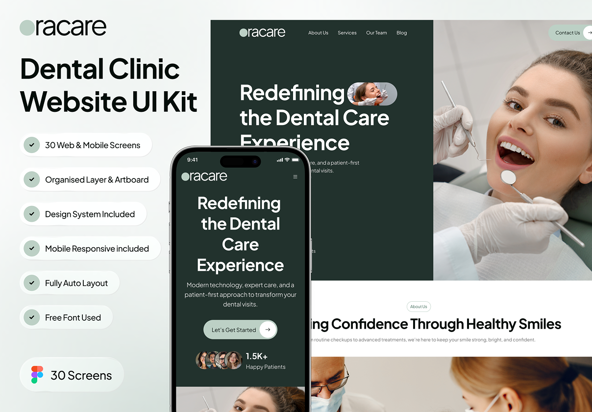 oracare - Dental Clinic Website UI Kit