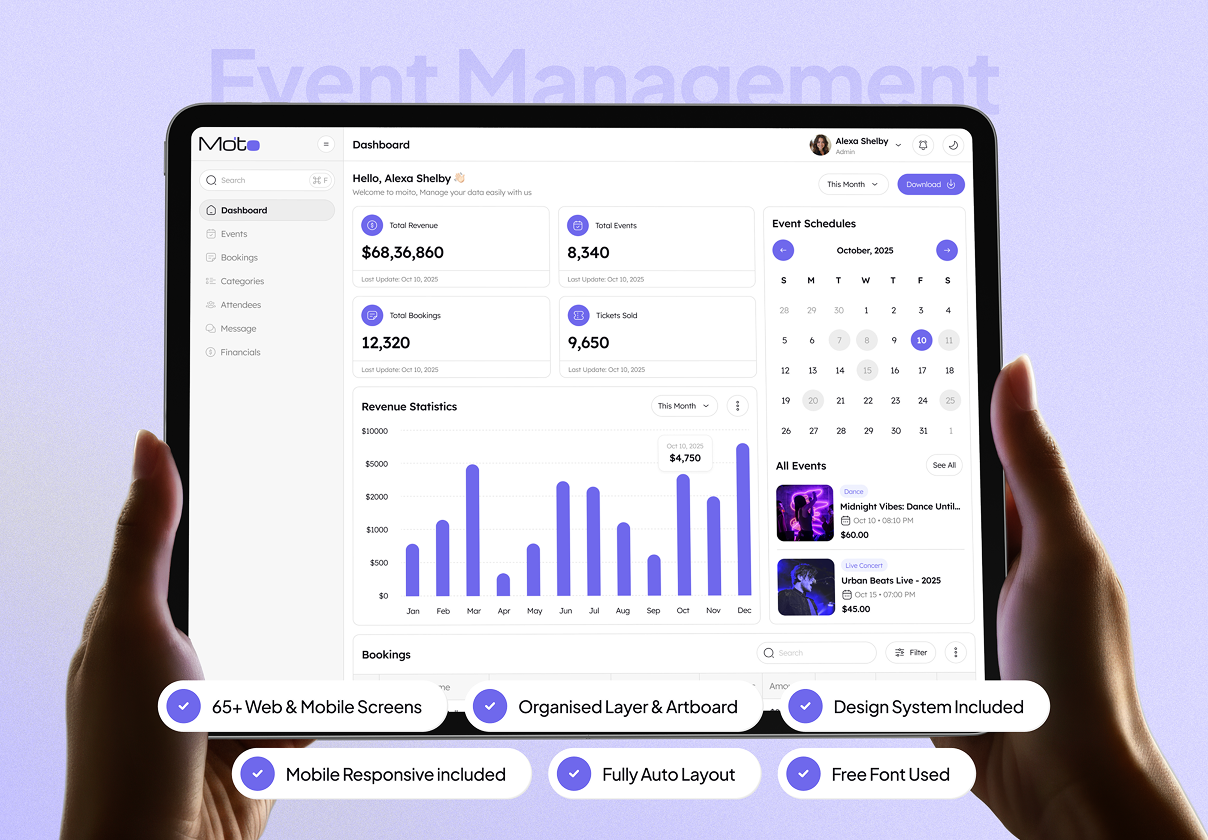 Moito - Event Management Dashboard Admin UI Kit