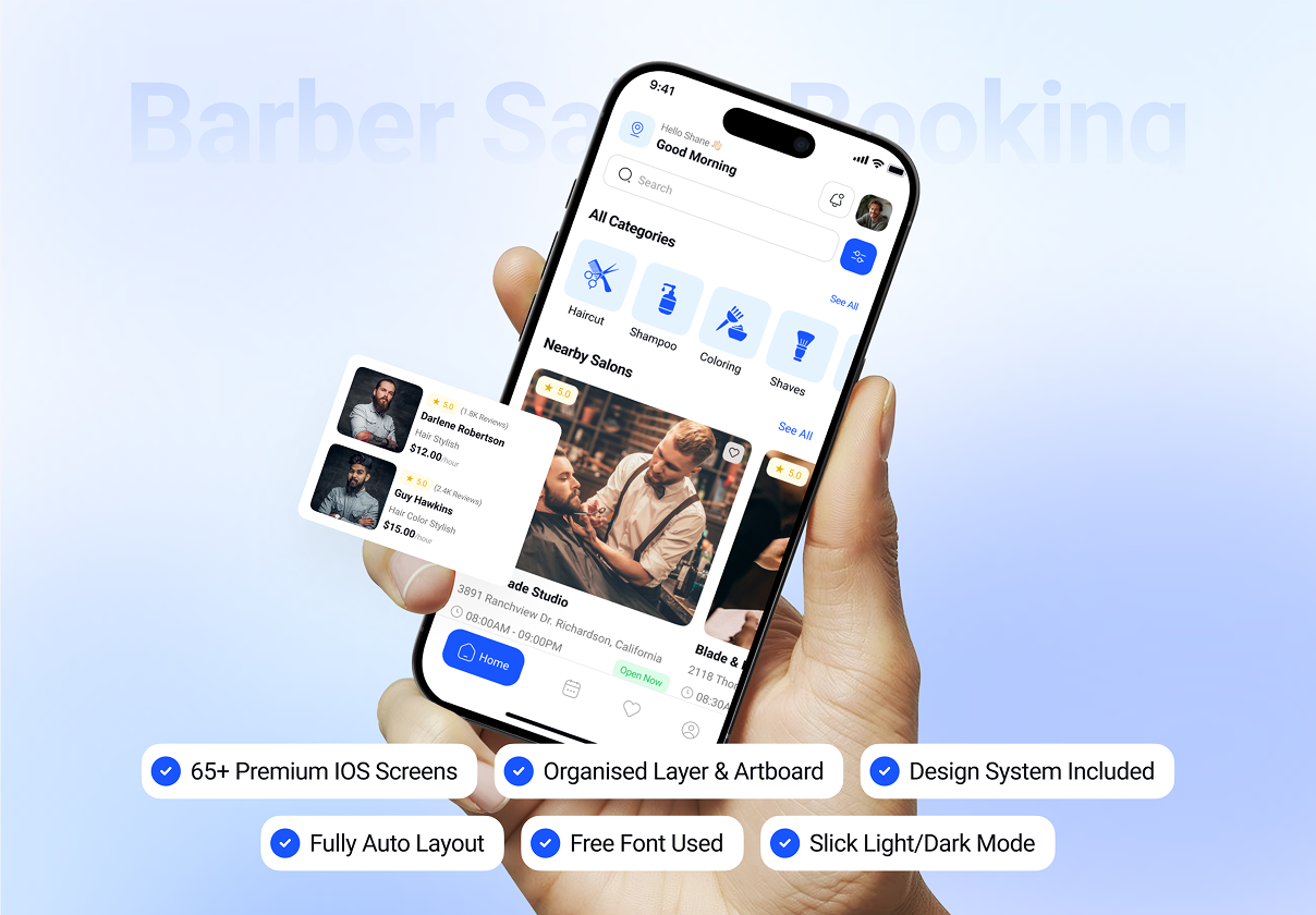 Airno - Barber Salon Booking App UI Kit