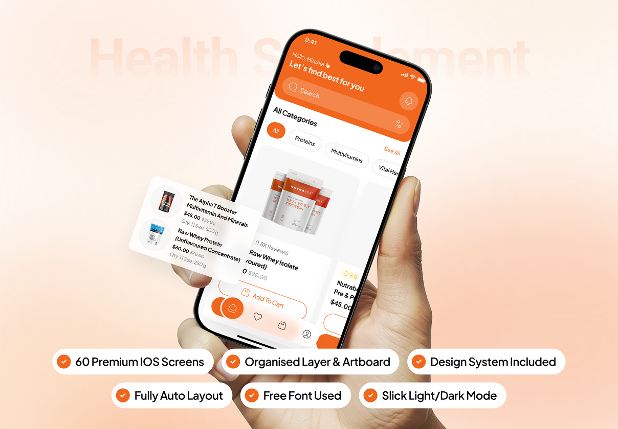FitIQ - Health Supplement Ecommerce App UI Kit