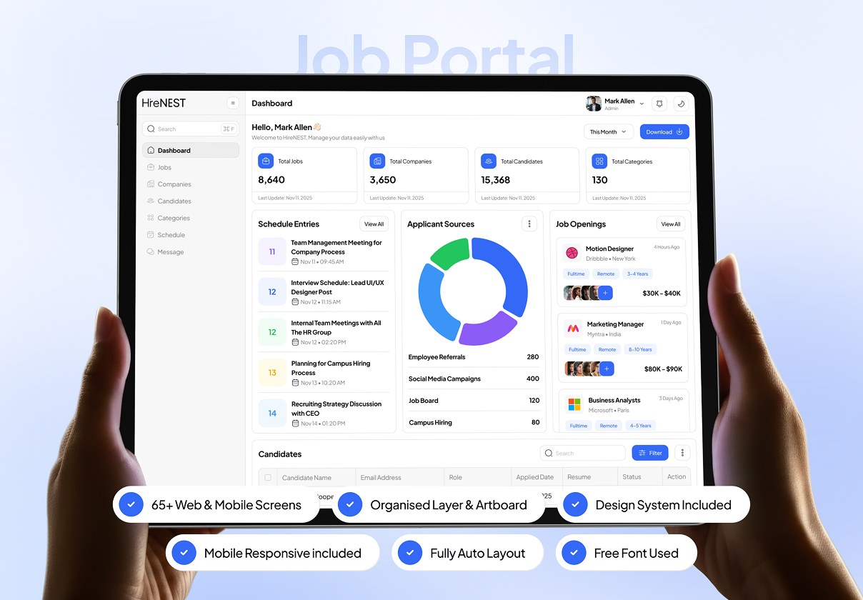 HireNEST - Job Portal Dashboard Admin UI Kit